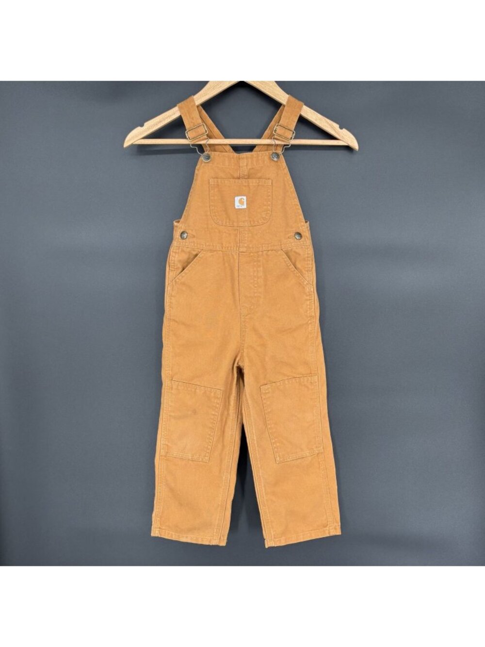 Carhartt Bib Overalls Toddler 4T Brown Duck Canvas Double Knee Workwear Utility